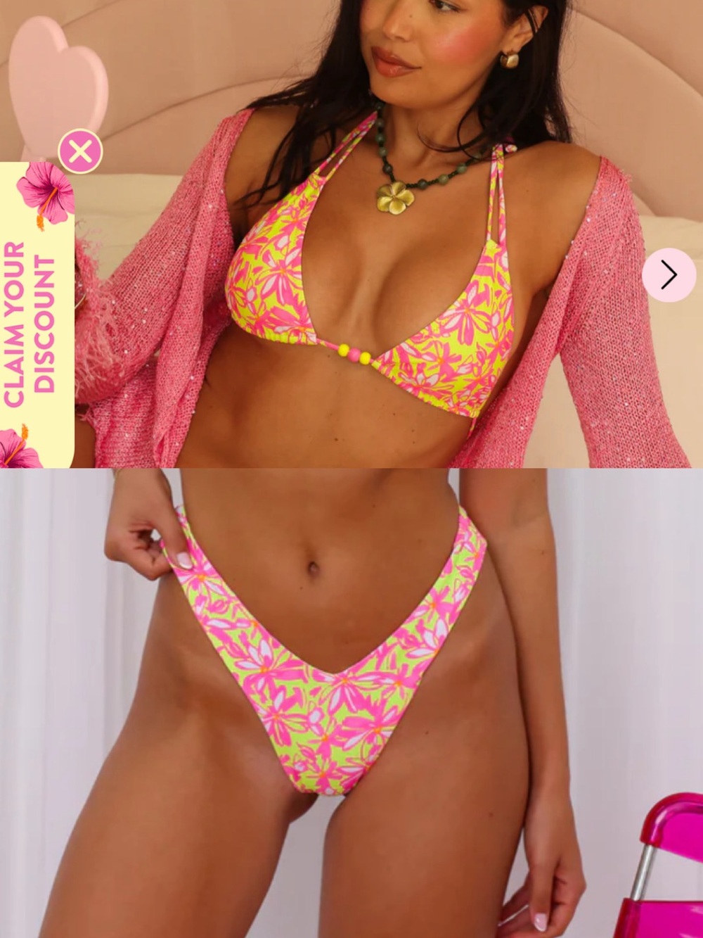 Kulani kinis y Cheeky Bikini Bottom - Sherbet Skies and triangle top